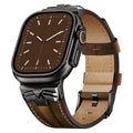 DABAOZA Leather Band Men Compatible for Apple Watch Ultra 3/2 Bands 49mm 46mm 45mm 44mm,Genuine Leather Metal Replacement Strap for iWatch Ultra 3 2 1 Series 11 10 9 8 7 6 5 4 SE 3 (Black/Walnut)