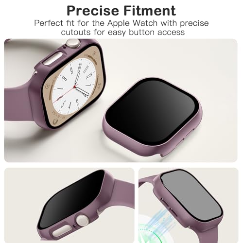 Adorve Privacy Case for Apple Watch Series 10 42mm Screen Protector, Anti-Spy Cover for iWatch Series 11 10 42 mm, 8 Pack, Black Clear Pink Starlight Rose Pink Pine Green Milk Tea Smoke Violet