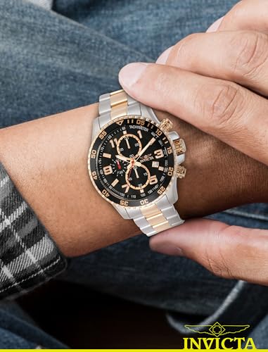 Invicta Men's 14877 Specialty Chronograph Black Textured Dial Two Tone Stainless Steel Watch