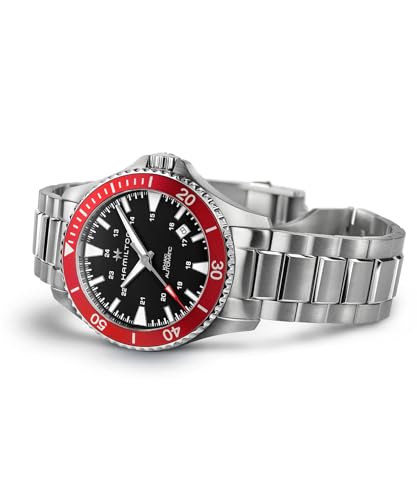 Hamilton Khaki Navy Scuba Automatic Men's Watch, 40mm Stainless Steel Case, Swiss Made, Black Dial Analog Wrist Watch, 100m Waterproof, Sapphire Crystal, 3-Hand Movement, Stainless Steel Strap