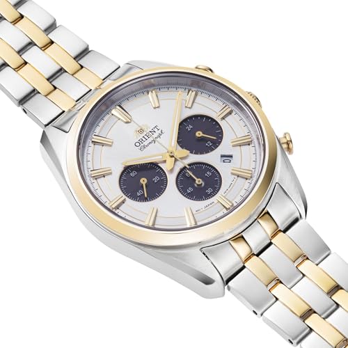 Orient Stretto Solar Chronograph White Dial Steel Strap Men’s Watch RA-TX0302S10B