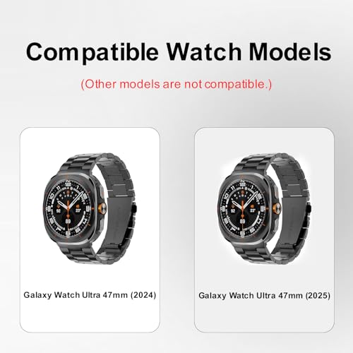 SPGUARD Metal Band Compatible with Samsung Galaxy Watch 7/8 Ultra 47mm (2025/2024), No Gap Stainless Steel Band Strap for Men Women Business, NOT for Other Models