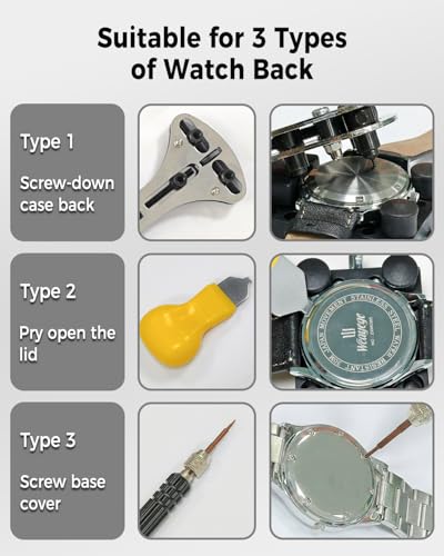 Watch Link Removal Kit, 156 pcs UPGRADED Watch Repair Kit, Watch Back Remover Tool Professional Watch Repair Opener Tools, Watch Battery Replacement Tool Kit, Watch Band Link Pin Tool Set with Carrying Case and Instruction Manual
