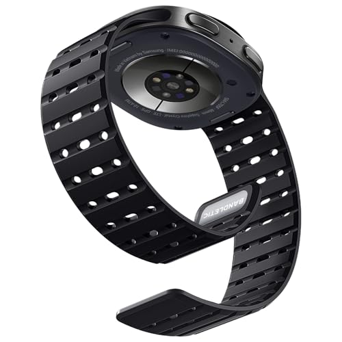 Bandletic Magnetic Silicone Band Compatible with Samsung Galaxy Watch 8 40mm 44mm / Watch 8 Classic 46mm 2025, No Gap Soft Breathable Replacement Strap for Men Women, Black