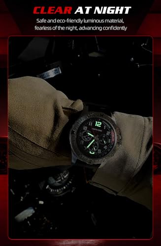 NORTH EDGE Men’s Solar Powered Watch with TPR & Nylon Strap, Quartz Analog Watch, 50M Water Resistant, 316 Stainless Steel Case, Hardened Mineral Glass, 22mm Strap