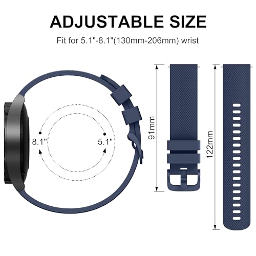 Vanjua 22mm Watch Bands Quick Release Replacement Wristband, 4 Pack Soft Silicone Waterproof Sport Straps Band for Men Women