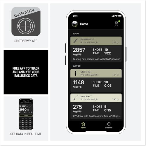 Garmin Xero C2 Chronograph, Compact Ballistic Velocity Measurement Device, 100–5000 FPS Range, Rapid Fire Support, Smartwatch and ShotView App Compatible Bundle