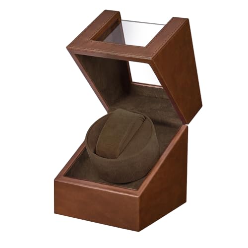 Anyasun Watch Winder,Automatic Single Watch Winder for Women's and Men's Watches, Watch Shaker with Japanese Quiet Motor, Battery Powered or AC Adapter(Brown)