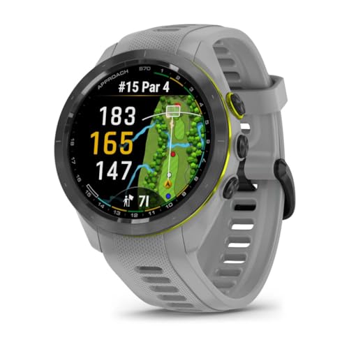 Garmin Approach S70 42MM Gray- Fitness Tracker Golf GPS Premium Smartwatch for Men, Lightweight Touchscreen AMOLED Display and Pre-Loaded Courses Bundle with Air Pro TWS Truly Wireless Earbuds -