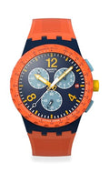 Swatch Unisex Casual Watch Orange Polymer Quartz CAMO Flash