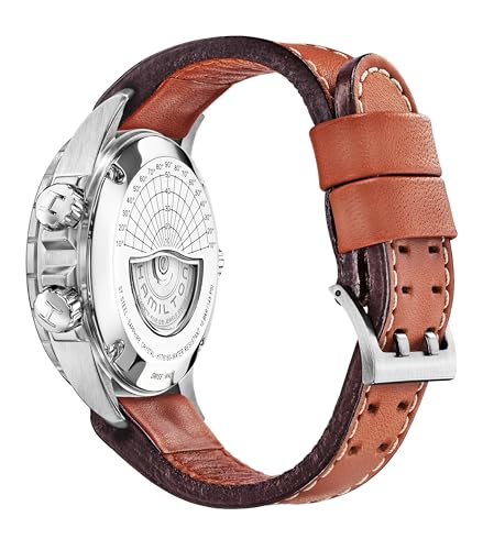 Hamilton Khaki Aviation Automatic Men's Watch, 44mm Stainless Steel Case, Swiss Made, Black Dial Analog Wrist Watch for Men, 100m Waterproof, Sapphire Crystal, Cow Leather Strap