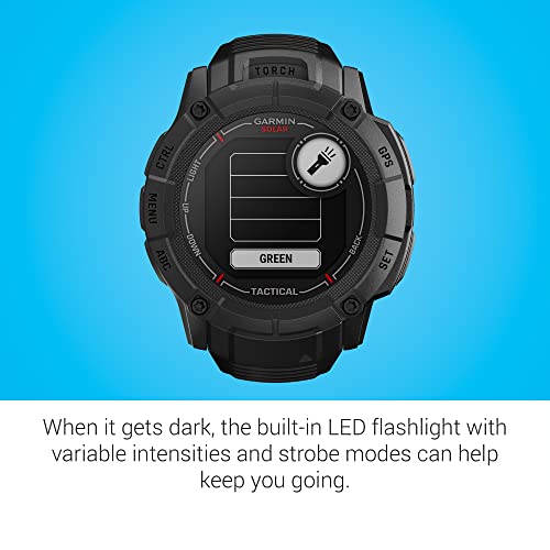 Garmin Instinct 2X Solar - Tactical Edition, Rugged GPS Smartwatch, Built-in Flashlight, Ballistics Calculator, Solar Charging Capability, Black