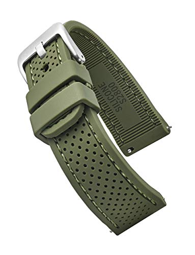 Alpine Sporty Silicone Watch Band | Waterproof Quick Release Rubber Watch Strap| Green Lightweight & Adjustable Silicone Watch Band Man |20mm Rubber Watch Strap Compatible with Regular & Smart Watches