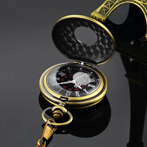 LYMFHCH Vintage Pocket Watch Roman Numerals Scale Quartz Pocket Watches with Chain Christmas Graduation Birthday Gifts Fathers Day