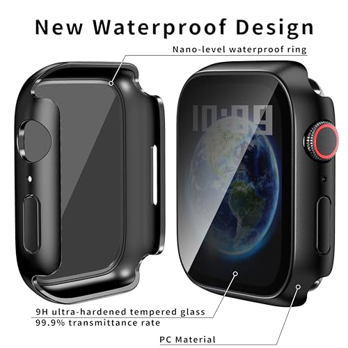 Zumyzu Waterproof Privacy Case Compatible with Apple Watch Series 11 10 46mm with Anti-peep Screen Protector, iWatch Face Cover Protective Bumper for iWatch Case 46mm Black