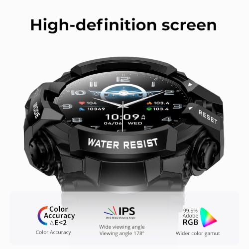 MIDDOW Military Smart Watch for Men (Answer/Make Call), iOS & Android