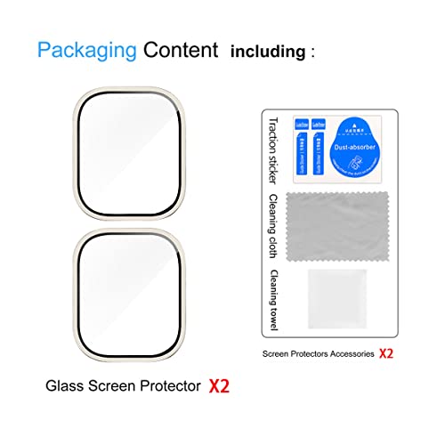 Suoman 2-Pack for Apple Watch Ultra 3/2/1 49mm Case, Waterproof Ultra-Thin Full Coverage Metal Tempered Glass Screen Protector Cover Case -Original