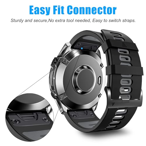 ZPJPPLX 26mm Easy Fit Watch bands For Tactix 8/Fenix 8 7X Pro 6X 5X,Soft Silicone Sport Straps Compatible for Garmin Tactix8/7/Fenix 6X Pro/5X Plus/Enduro3 2/Descent Mk2i/3i Epix Pro quatix 8 51mm