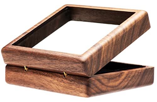 COSISO Walnut Wood Pocket Watch Box with Clear Acrylic Lid Portable Single Pocket Watch Display Storage Travel Case Organizer for Men Women (Contain Chain Clamp Slot)