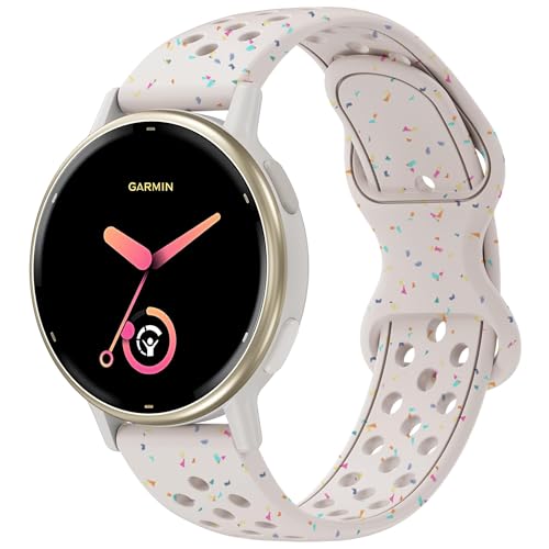 Laband 20mm Colorful Sport Silicone Watch Band Compatible With Garmin Vivoactive 6/Vivoactive 5/3/Forerunner 570 42mm/165/55/245/645/Venu Sq 2/Venu, Recycled Plastic Soft Strap Replacement for Women