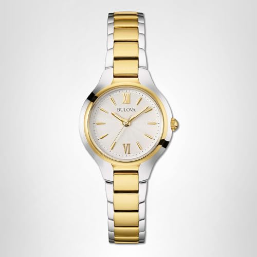 Bulova Ladies' Classic Dress 3-Hand Quartz Stainless Steel Watch, Two Tone Gold, 28mm Style: 98L217