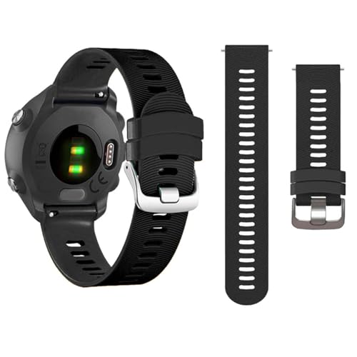 20mm Watch Band for Garmin Forerunner 55/Forerunner 245/Vivoactive 5/Vivoactive 3, Soft Silicone Band Replacement Strap for Garmin Smart Watch (Black)