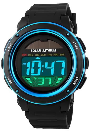 MASTOP Solar Watch Neutral LED Digital Watch Military Waterproof Sports Watch Black