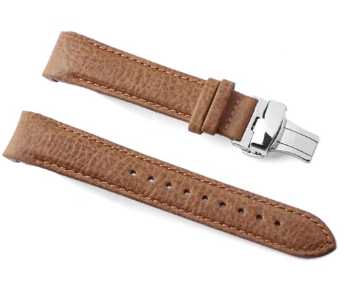 Sight Focus 20mm Curved End Retro Leather Watch Band for Rolex Submariner 40mm,Daytona,GMT-Master 40mm,Yacht-Master,Explorer I Leather Watch Strap Replacement Rolex Datejust Bracelet Men Women Brown