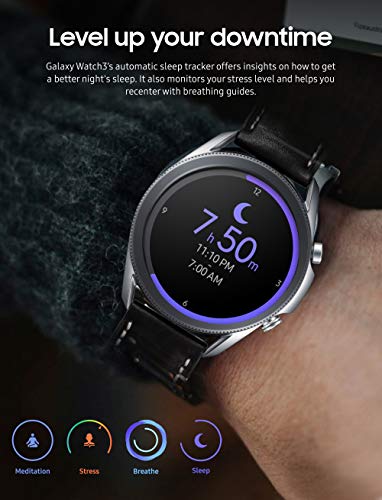 Samsung Galaxy Watch 3 (41mm, GPS, Bluetooth) Smart Watch with Advanced Health monitoring, Fitness Tracking , and Long lasting Battery - Mystic Silver (US Version)- (Renewed)