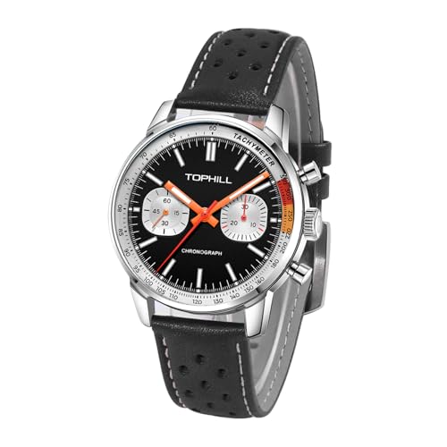 Men's Mechanical Chronograph 40 mm Seagull ST1901 Movement Pilot Watches Manual Winding Men Watch Sapphire Luminous Men's Mechanical Wristwatch (Black)