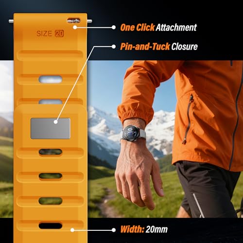 Strong Magnetic Watch Bands for Garmin Vivoactive 6/5/3, 20mm Quick Release Bands Compatible with Garmin Forerunner 165/245/645/55/570 42mm, Silicone Sport Strap for Garmin Venu 2 Plus/Venu Sq/Sq 2