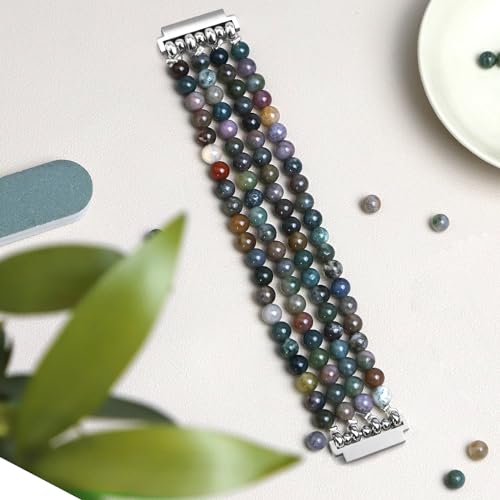 Newlibery Natural Stone Bracelet Beaded Band Women 20mm Compatible with Samsung Galaxy Watch 7/6/5/4/Active 2/4 Classic/6 Classic/5 Pro/FE 40mm 42mm 43mm 44mm 45mm 46mm 47mm