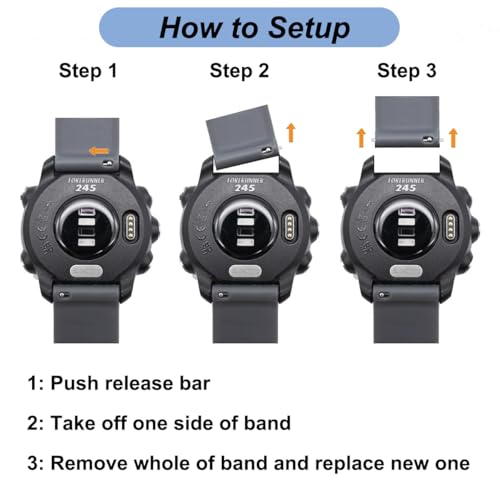 20mm Watch Band for Garmin Forerunner 55/Forerunner 245/Vivoactive 5/Vivoactive 3, Soft Silicone Band Replacement Strap for Garmin Smart Watch (Black)