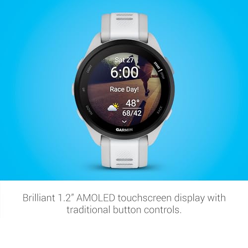 Garmin Forerunner 165, Running Smartwatch, Colorful AMOLED Display, Training Metrics and Recovery Insights, Whitestone