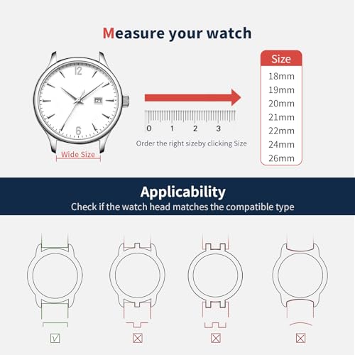 Fullmosa Leather Watch Bands for Men, 18mm 19mm 20mm 21mm 22mm 24mm 26mm Quick Release Watch Bands Strap - Burnished Band Vintage Wristband with Stainless Steel Metal Clasp