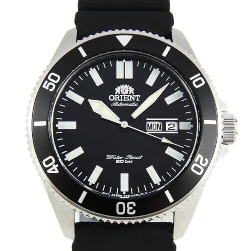 Orient Kano/Big Mako Men's Automatic Manual Winding Mechanical Sports Steel Silicone Wrist Watch - Underwater, Silicone Black, Strap
