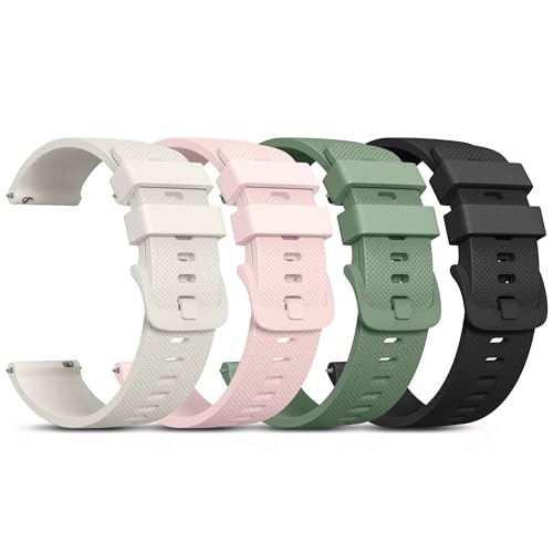 Vanjua 22mm Watch Bands Quick Release Replacement Wristband, 4 Pack Soft Silicone Waterproof Sport Straps Band for Men Women