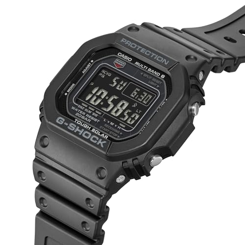 Casio G-Shock GWM5610U-1B Men's Tough Solar Atomic Digital Watch, Multi-Band 6 Radio Controlled, 200M Water Resistant, Shock Resistant, LED Backlight, Black Resin Strap