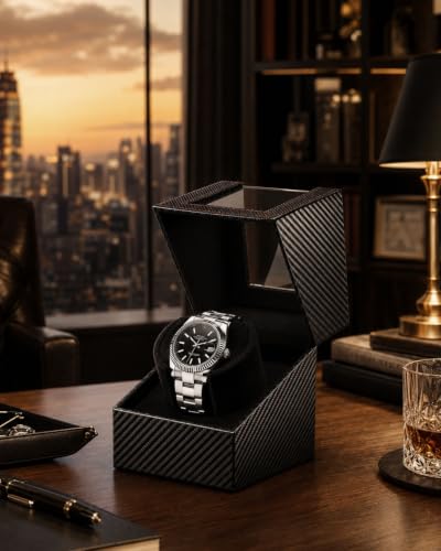 KAVYIA Automatic Watch Winder with Japanese Motor – Silent Adjustable Rotation, Premium PU Leather Exterior and Soft Flexible Watch Pillows, Gift for Him, Christmas Gift 2025