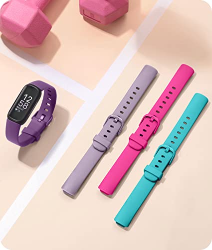 Odbeai Compatible with Fitbit Inspire 3 Bands for Women Men, Sport Wristband Replacement Soft Silicone Straps for Inspire 3 Fitness Tracker Women & Men(4 Pack,Small)