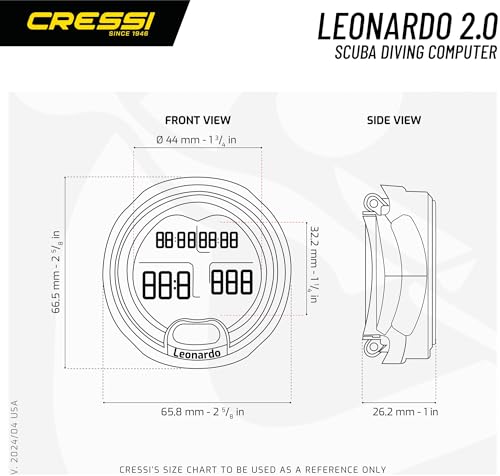 Cressi Leonardo 2.0 Dive Computer - White/Black - Backlit & Water Resistant Dive Watch - Nitrox & Gauge Diving Computer - Sport Watch