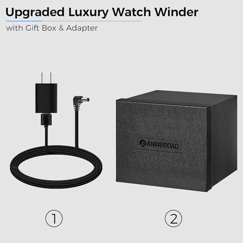 ANWBROAD Watch Winder for Automatic Watches, Wooden 3 Watch Winders, 4 Modes Automatic Watch Winder Box with Quiet Japan Motor, LED Watch Spinner with Foam Pillows, AC Adapter for Man UJWW013M