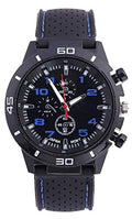 LsvtrUS Men's GT Racer Sport Watch Military Pilot Aviator Army Style Black Silicone Mens Watch