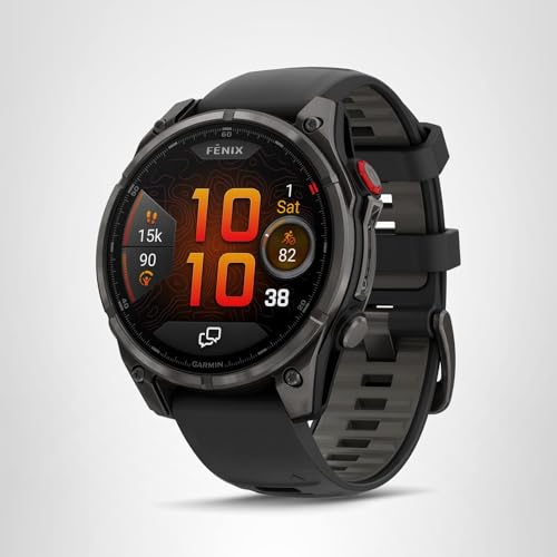 Garmin fēnix® 8 Pro, 51mm, AMOLED Display, Premium Connected Multisport GPS Smartwatch, inReach® Technology, Sapphire, Carbon Gray DLC Titanium with Black/Pebble Gray Silicone Band