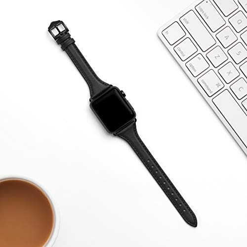 WFEAGL Compatible with Leather Apple Watch Band 41mm 40mm 38mm 42mm(series 11 10) Women, Top Grain Leather Strap Slim & Thin Replacement Wristband for iWatch Bands SE 3 2 1, Series 11 10 9 8 7 6 5 4 3 2 1