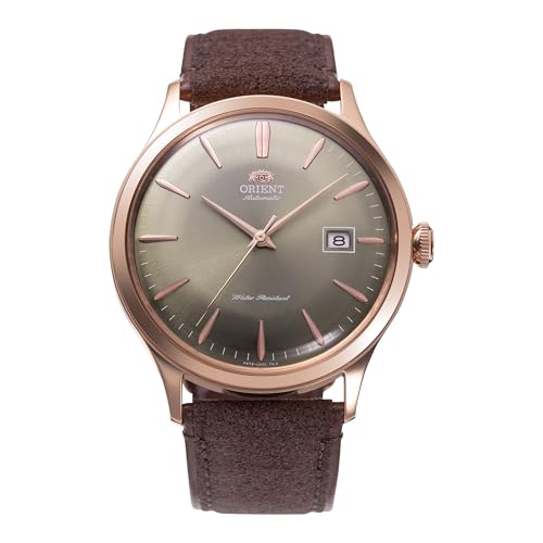 Orient Classic Bambino V4 Male Automatic Hand Winding Wristwatch - Mechanical Casual Leather Brown Band Stainless Steel Case Analog Brown Dial - RA-AC0P04Y