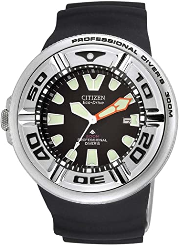 Citizen Men's Eco-Drive Promaster Sea Dive Watch in Stainless Steel with Black Polyurethane Strap, Black Dial (Model: BJ8050-08E)