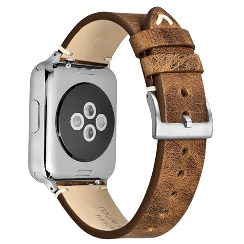 ANNEFIT Quick Release Watch Bands, Italian Vintage Leather Replacement Strap for Men and Women, Band Width 20mm (Saddle Brown)