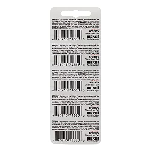 Maxell Sr920sw 371 Silver Oxide Cell Pack of 5 Made in Japan
