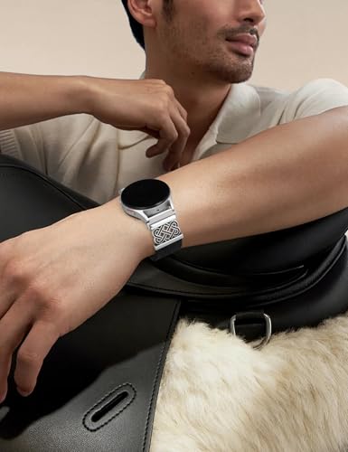 Braided Magnetic Band Compatible with Samsung Galaxy Watch 7 6 5 4 FE 40mm 44mm/6 Classic/5 Pro/4 Classic/3 41mm/Active 2 Women Men, 20mm Celtic Stretchy Elastic Dressy Nylon Strap, No for 8/Ultra